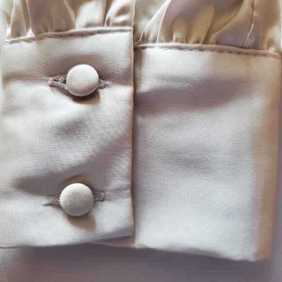 Elegant Satin Cream Blouse with V-Neck fits like Small - Picture 3 of 5